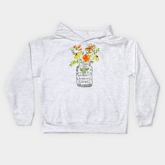 Happiness is being grauntie floral gift Kids Hoodie by DoorTees